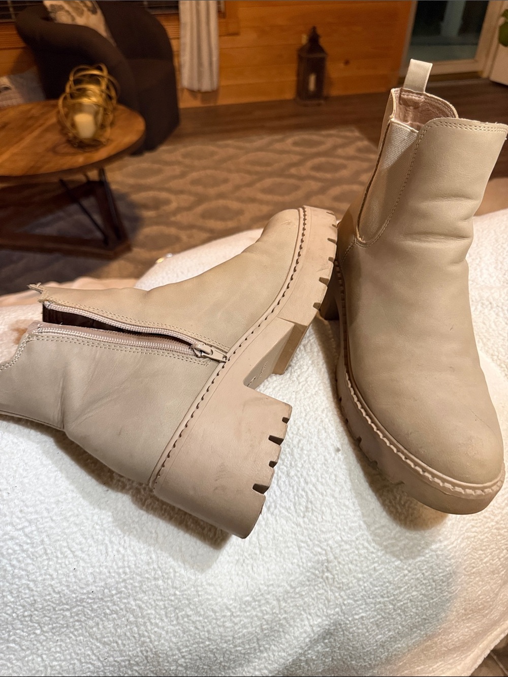 Madden Girl Beige Chunky Chelsea Booties
